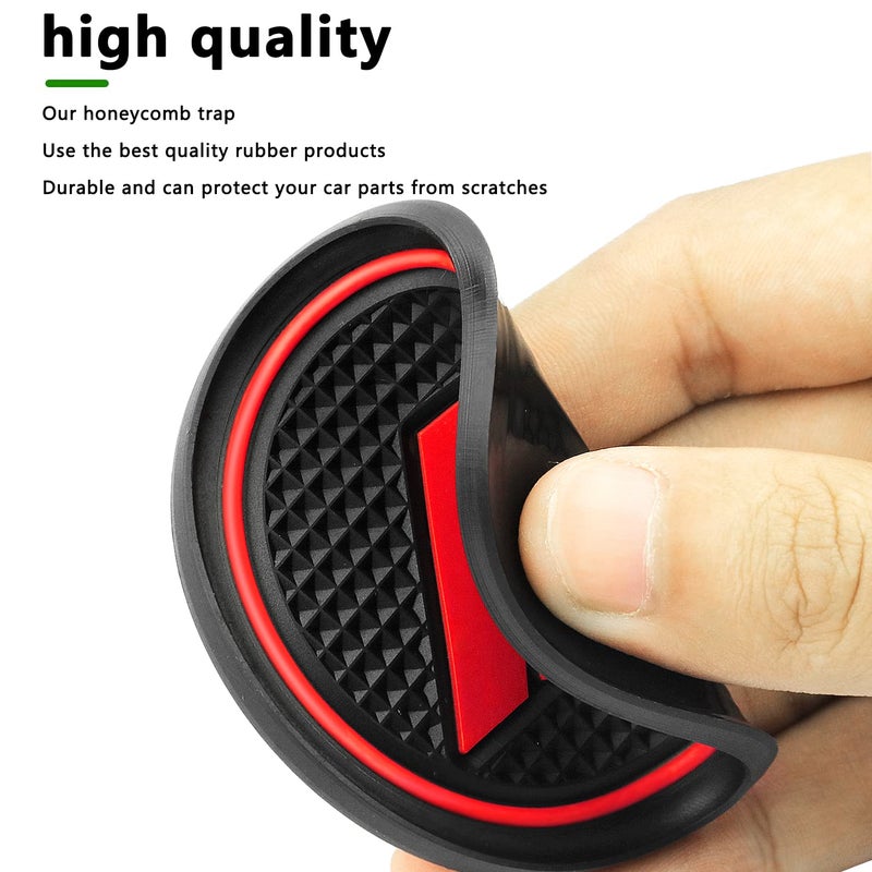 YANWEN Anti-Dust Trim Mats Fit for 2015-2020 Dodge Challenger, Custom Interior Shifter Liner for Cup Holder Insert, Door Pocket, Center Console(11pcs, Red) - Image 5